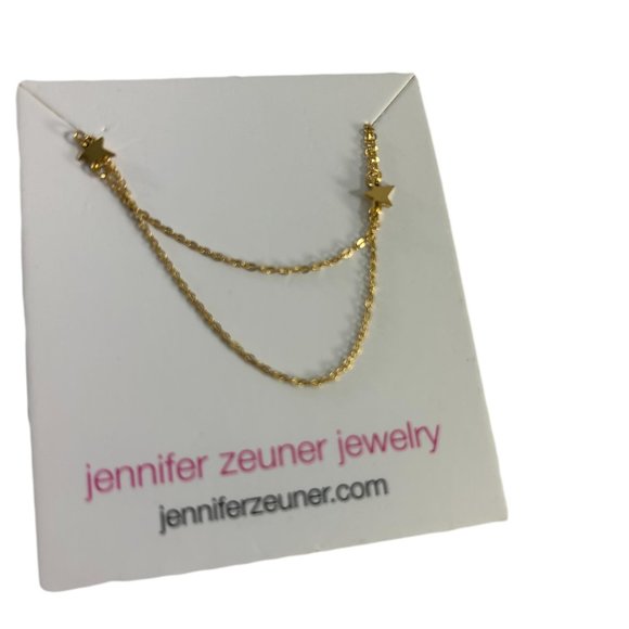 Jennifer Zeuner Jewelry Double Strand Star Necklace Stainless Steel Plated Gold - Picture 1 of 3